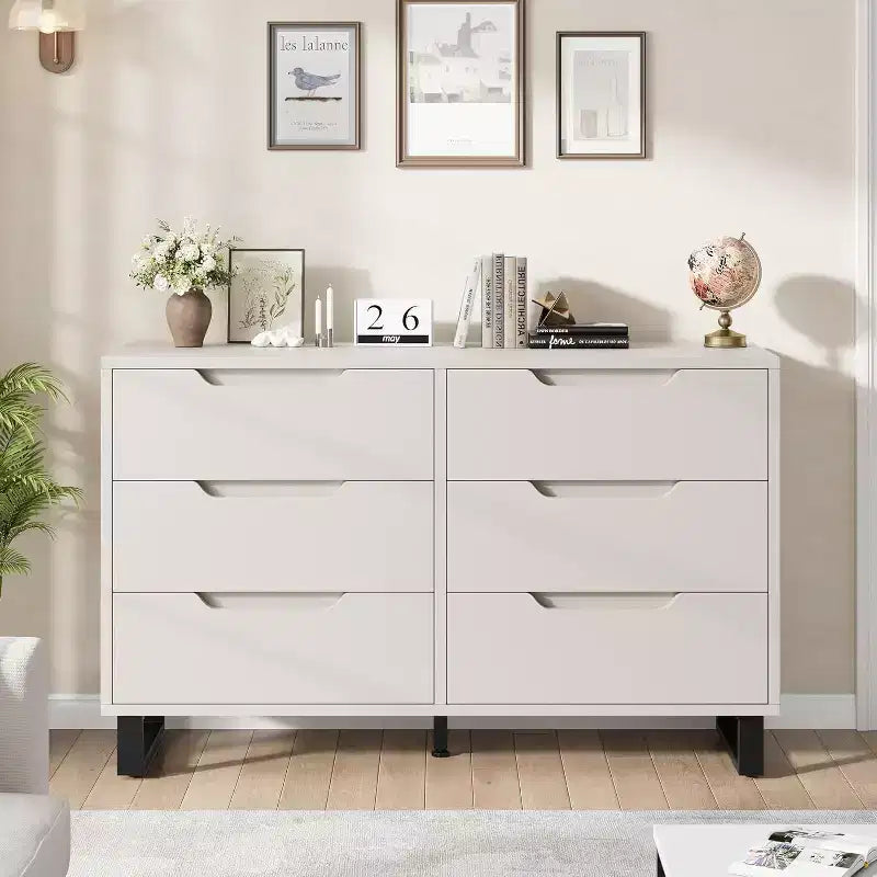 Commode 7 tiroirs pour chambre, Table à langer de 140 cm de large, Tiroir horizontal non intégré avec rangement, Placard en bois pour salon, couloir, entrée