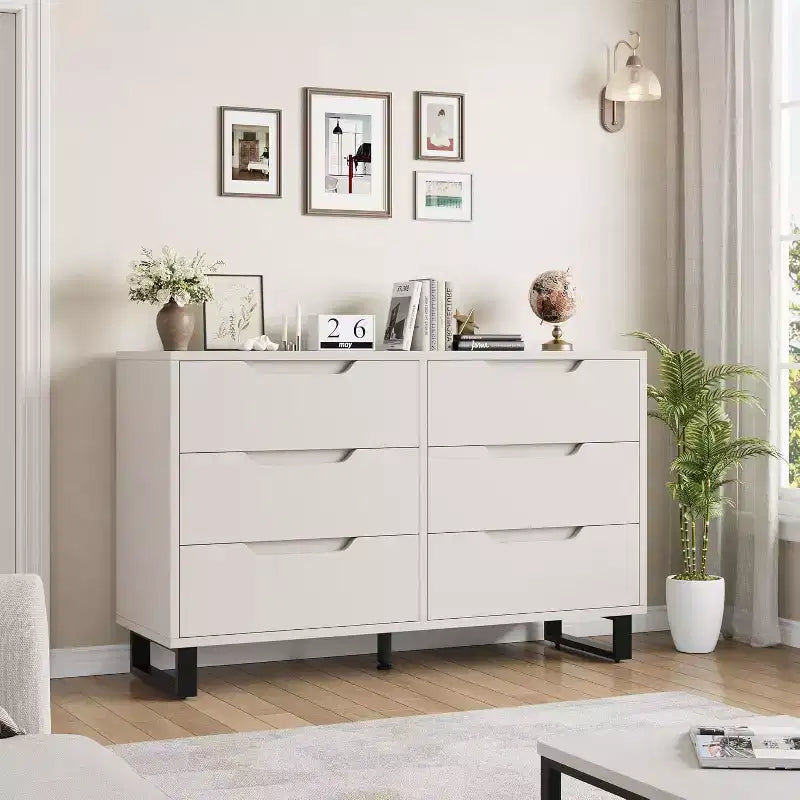 Commode 7 tiroirs pour chambre, Table à langer de 140 cm de large, Tiroir horizontal non intégré avec rangement, Placard en bois pour salon, couloir, entrée