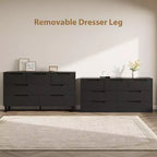 Commode 7 tiroirs pour chambre, Table à langer de 140 cm de large, Tiroir horizontal non intégré avec rangement, Placard en bois pour salon, couloir, entrée