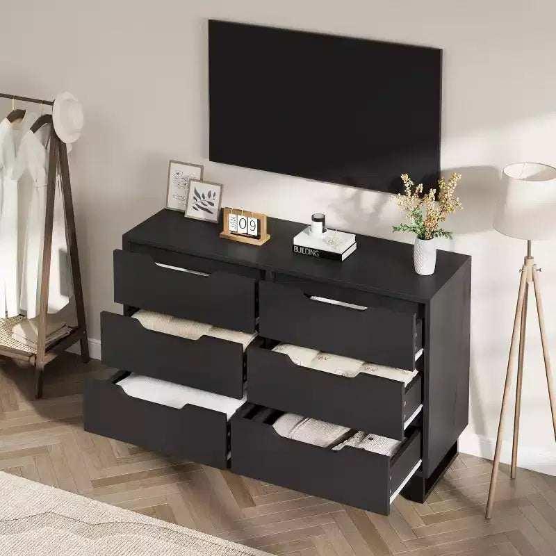 Commode 7 tiroirs pour chambre, Table à langer de 140 cm de large, Tiroir horizontal non intégré avec rangement, Placard en bois pour salon, couloir, entrée