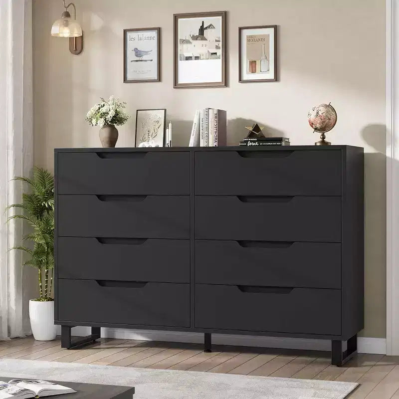 Commode 7 tiroirs pour chambre, Table à langer de 140 cm de large, Tiroir horizontal non intégré avec rangement, Placard en bois pour salon, couloir, entrée