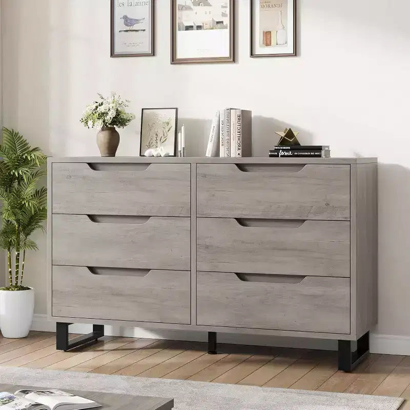 Commode 7 tiroirs pour chambre, Table à langer de 140 cm de large, Tiroir horizontal non intégré avec rangement, Placard en bois pour salon, couloir, entrée