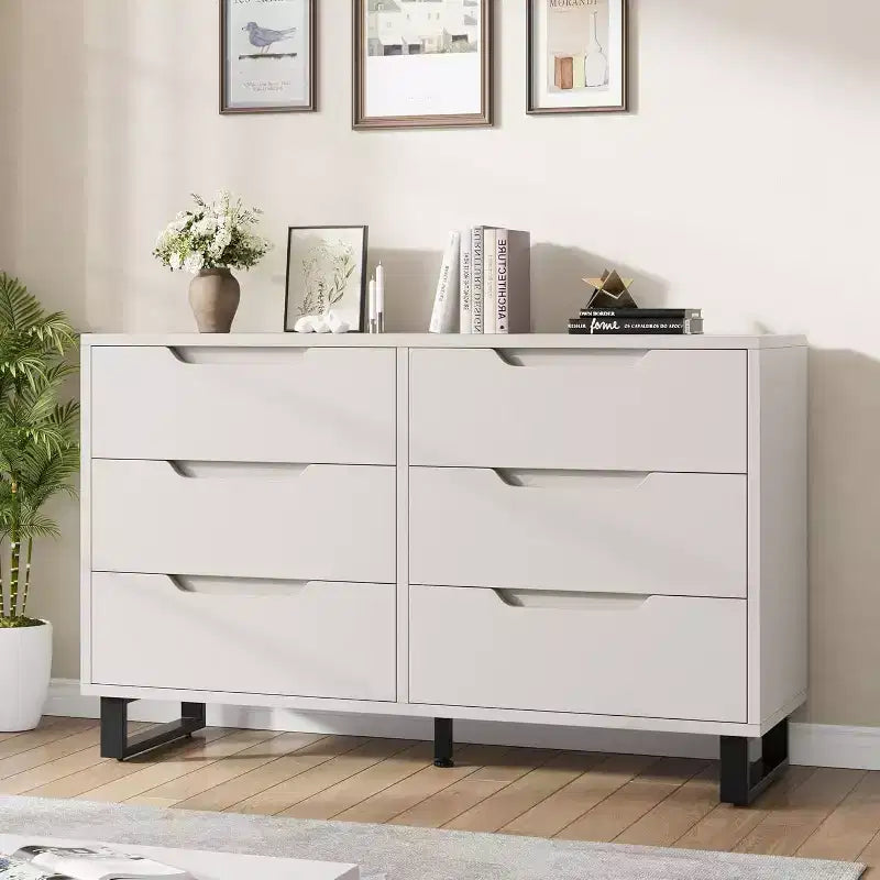 Commode 7 tiroirs pour chambre, Table à langer de 140 cm de large, Tiroir horizontal non intégré avec rangement, Placard en bois pour salon, couloir, entrée