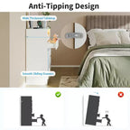 Commode blanche à 4 tiroirs avec dispositif anti-basculement mural, plateau robuste et tiroirs spacieux pour la chambre, le salon ou les petits espaces