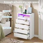 Commode blanche à 4 tiroirs avec dispositif anti-basculement mural, plateau robuste et tiroirs spacieux pour la chambre, le salon ou les petits espaces