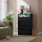 Commode blanche à 4 tiroirs avec dispositif anti-basculement mural, plateau robuste et tiroirs spacieux pour la chambre, le salon ou les petits espaces