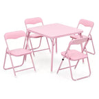 Comfortable Cushioned Kids Table and Chairs Set  5-Piece Folding Square Activity Table for Eating, Reading  Sturdy Metal Frame, Upholstered Seats