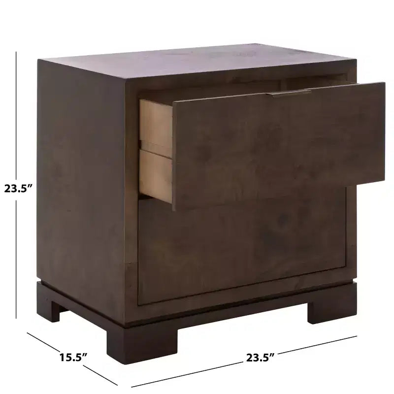 Table de chevet 2 tiroirs Lavana - NST6612 - Chêne foncé