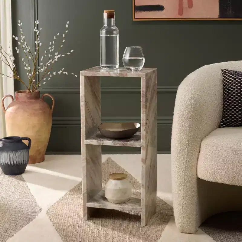 Table d'appoint Tristin en marbre - ACC3743 - Marron/Gris
