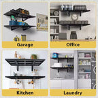 Étagère de rangement de garage, étagères murales robustes de 127 kg/chacune en acier avec 4 crochets pour l'organisation du garage