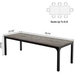 Table de salle à manger de 78 pouces pour 8 personnes, Table de cuisine rustique rectangulaire longue et étroite pour salle à manger, Gris et Noir