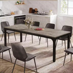 Table de salle à manger de 78 pouces pour 8 personnes, Table de cuisine rustique rectangulaire longue et étroite pour salle à manger, Gris et Noir