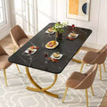 Lantine 63-Inch Rectangular Dining Table for 4, Modern Kitchen Table with Faux Marble Top and Metal Legs for Dining Room, Kitchen, Black & Gold