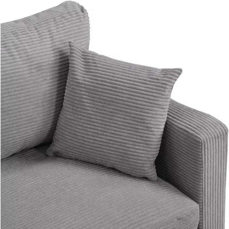 Canapé 2 places en velours côtelé haute résilience de 147 cm avec 2 oreillers décoratifs pour salon, chambre à coucher, appartement