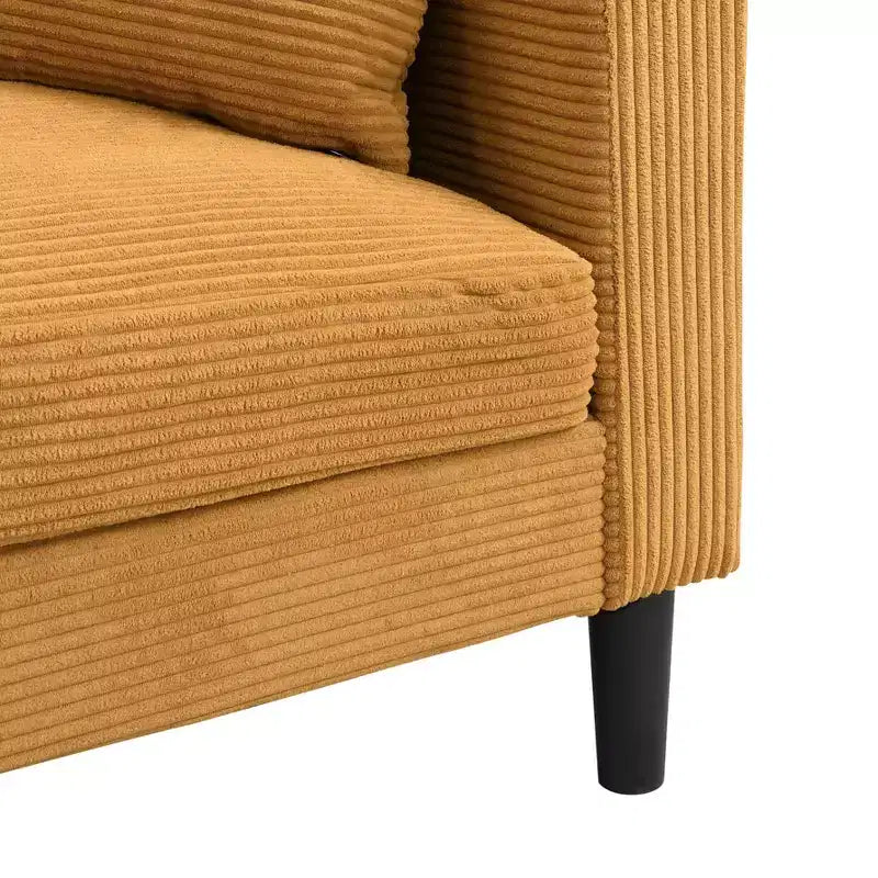 Canapé 2 places en velours côtelé haute résilience de 147 cm avec 2 oreillers décoratifs pour salon, chambre à coucher, appartement