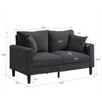 Canapé 2 places en velours côtelé haute résilience de 147 cm avec 2 oreillers décoratifs pour salon, chambre à coucher, appartement