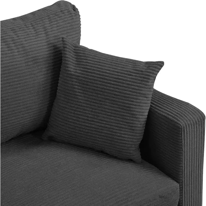 Canapé 2 places en velours côtelé haute résilience de 147 cm avec 2 oreillers décoratifs pour salon, chambre à coucher, appartement