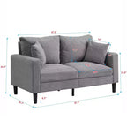 Canapé 2 places en velours côtelé haute résilience de 147 cm avec 2 oreillers décoratifs pour salon, chambre à coucher, appartement