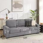 Canapé moderne en tissu d'agneau de 83,86 pouces, canapé 3 places avec 2 porte-gobelets pour salon, chambre, bureau, appartement