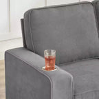 Canapé moderne en tissu d'agneau de 83,86 pouces, canapé 3 places avec 2 porte-gobelets pour salon, chambre, bureau, appartement