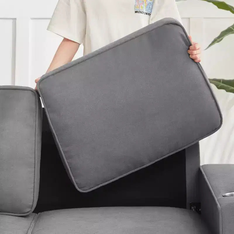 Canapé moderne en tissu d'agneau de 83,86 pouces, canapé 3 places avec 2 porte-gobelets pour salon, chambre, bureau, appartement