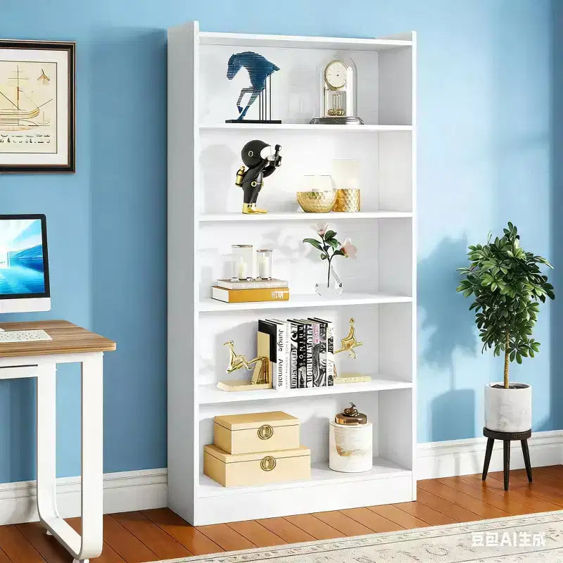 Wood Bookcase, 72 Tall Bookshelf with 6-Tier Open Storage Shelves