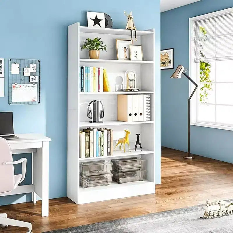 Bibliothèque en bois, étagère haute de 72 po avec 6 tablettes ouvertes