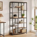 Lantine 79-Inch Tall 8-Tier Bookshelf, Vintage Freestanding Open Book Shelves for Living Room, Home Office, Rustic Brown