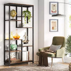 Étagère haute à 6 niveaux, organiseur de rangement moderne et étagère d'angle industrielle pour garage, chambre, bureau, cuisine, salon