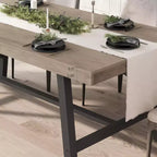 Table à manger industrielle pour 4 à 6 personnes, grande table de cuisine en bois de 160 cm avec cadre métallique robuste, longue table à manger rectangulaire 4 places pour le dîner