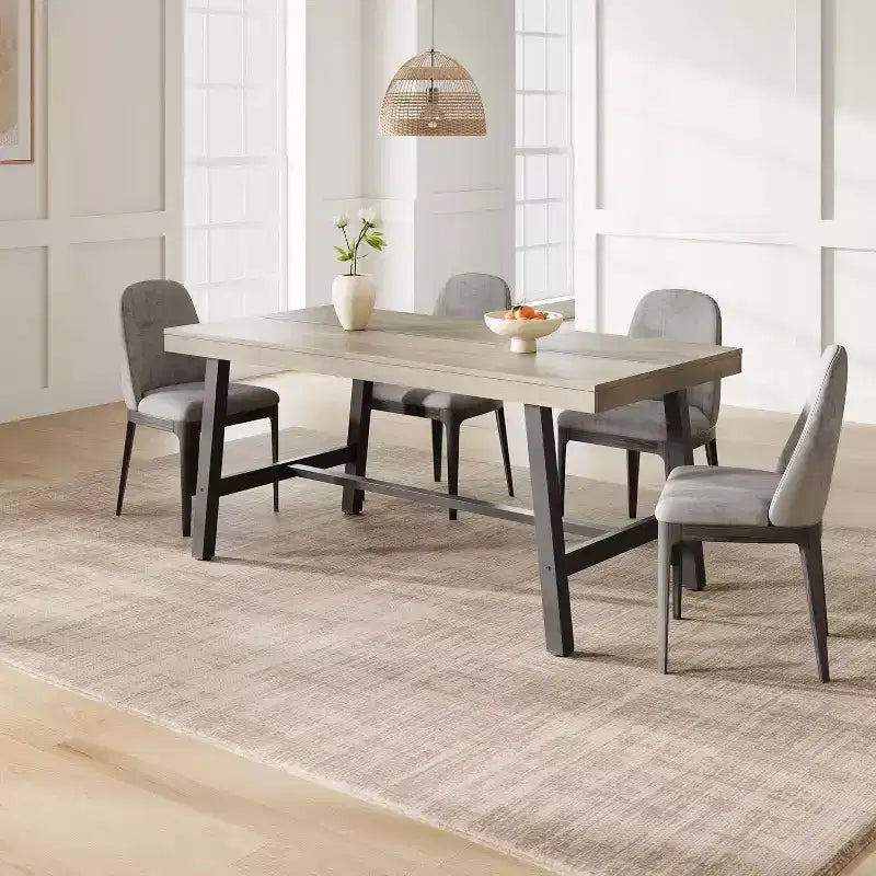 Table à manger industrielle pour 4 à 6 personnes, grande table de cuisine en bois de 160 cm avec cadre métallique robuste, longue table à manger rectangulaire 4 places pour le dîner