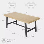 Table à manger industrielle pour 4 à 6 personnes, grande table de cuisine en bois de 160 cm avec cadre métallique robuste, longue table à manger rectangulaire 4 places pour le dîner