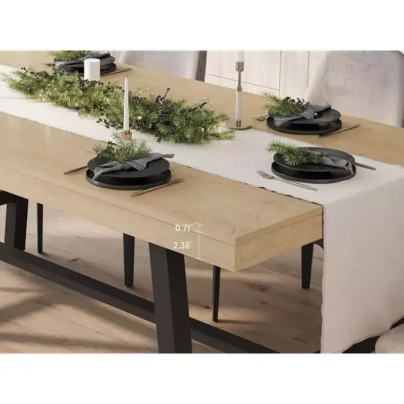 Table à manger industrielle pour 4 à 6 personnes, grande table de cuisine en bois de 160 cm avec cadre métallique robuste, longue table à manger rectangulaire 4 places pour le dîner