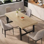 Table à manger industrielle pour 4 à 6 personnes, grande table de cuisine en bois de 160 cm avec cadre métallique robuste, longue table à manger rectangulaire 4 places pour le dîner