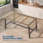 Table à manger industrielle pour 4 à 6 personnes, grande table de cuisine en bois de 160 cm avec cadre métallique robuste, longue table à manger rectangulaire 4 places pour le dîner