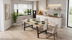 Table à manger industrielle pour 4 à 6 personnes, grande table de cuisine en bois de 160 cm avec cadre métallique robuste, longue table à manger rectangulaire 4 places pour le dîner