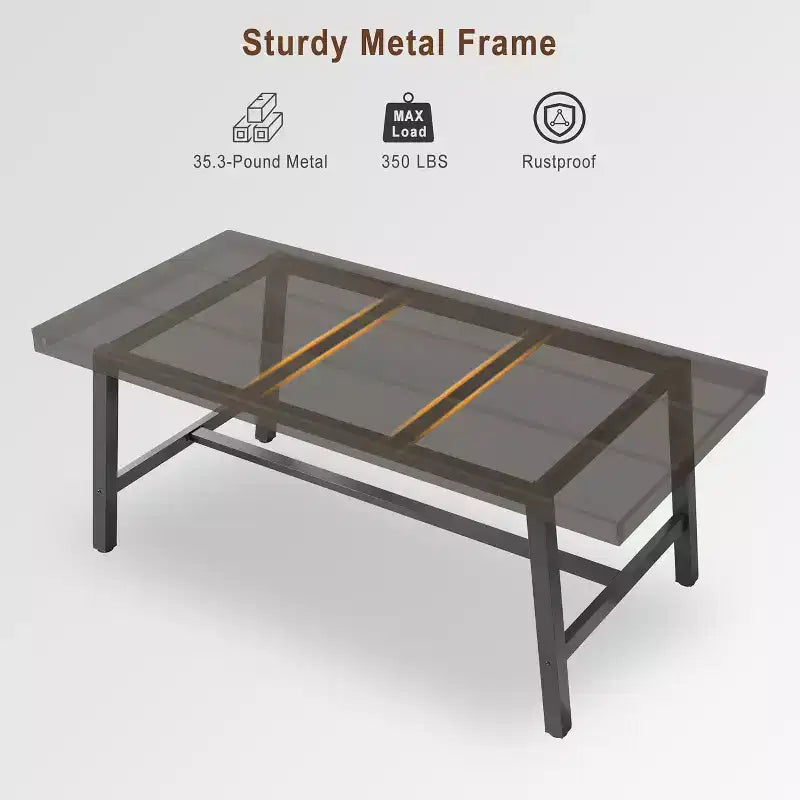 Table à manger industrielle pour 4 à 6 personnes, grande table de cuisine en bois de 160 cm avec cadre métallique robuste, longue table à manger rectangulaire 4 places pour le dîner