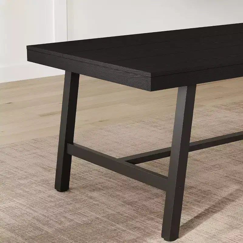 Table à manger industrielle pour 4 à 6 personnes, grande table de cuisine en bois de 160 cm avec cadre métallique robuste, longue table à manger rectangulaire 4 places pour le dîner
