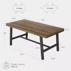 Table à manger industrielle pour 4 à 6 personnes, grande table de cuisine en bois de 160 cm avec cadre métallique robuste, longue table à manger rectangulaire 4 places pour le dîner
