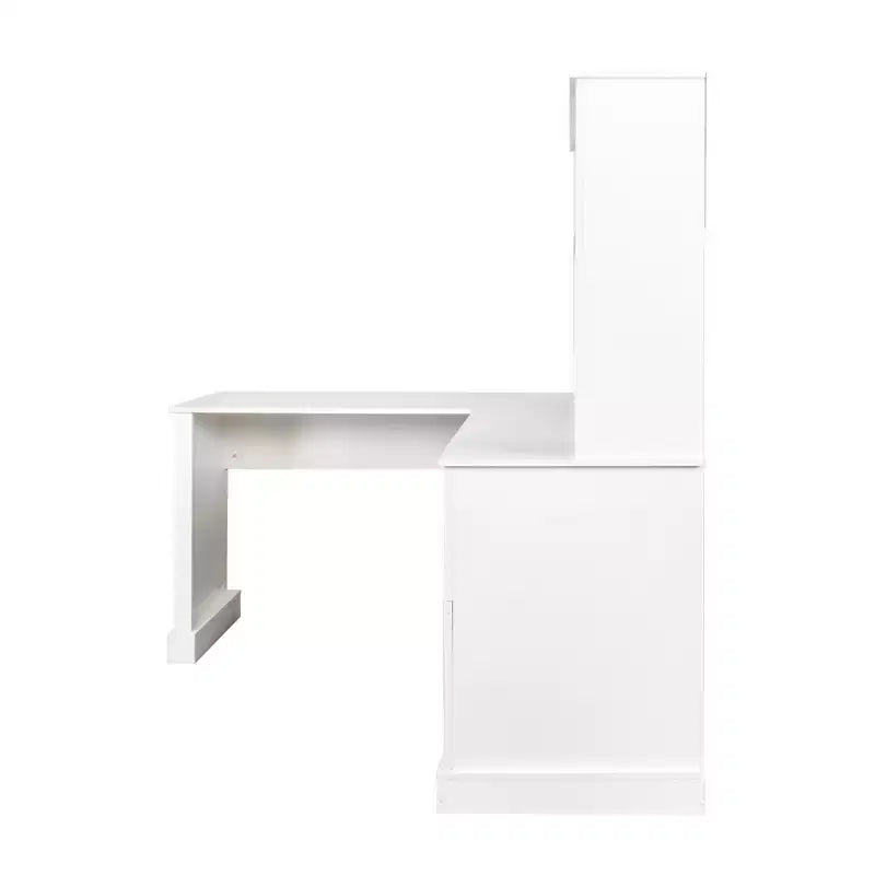 Bureau d'ordinateur moderne de 150 cm pour la maison et le bureau, avec bibliothèque et étagère ouverte à tiroirs, finition style ancien, blanc