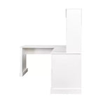 Bureau d'ordinateur moderne de 150 cm pour la maison et le bureau, avec bibliothèque et étagère ouverte à tiroirs, finition style ancien, blanc