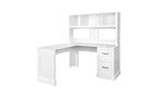 Bureau d'ordinateur moderne de 150 cm pour la maison et le bureau, avec bibliothèque et étagère ouverte à tiroirs, finition style ancien, blanc