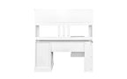 Bureau d'ordinateur moderne de 150 cm pour la maison et le bureau, avec bibliothèque et étagère ouverte à tiroirs, finition style ancien, blanc