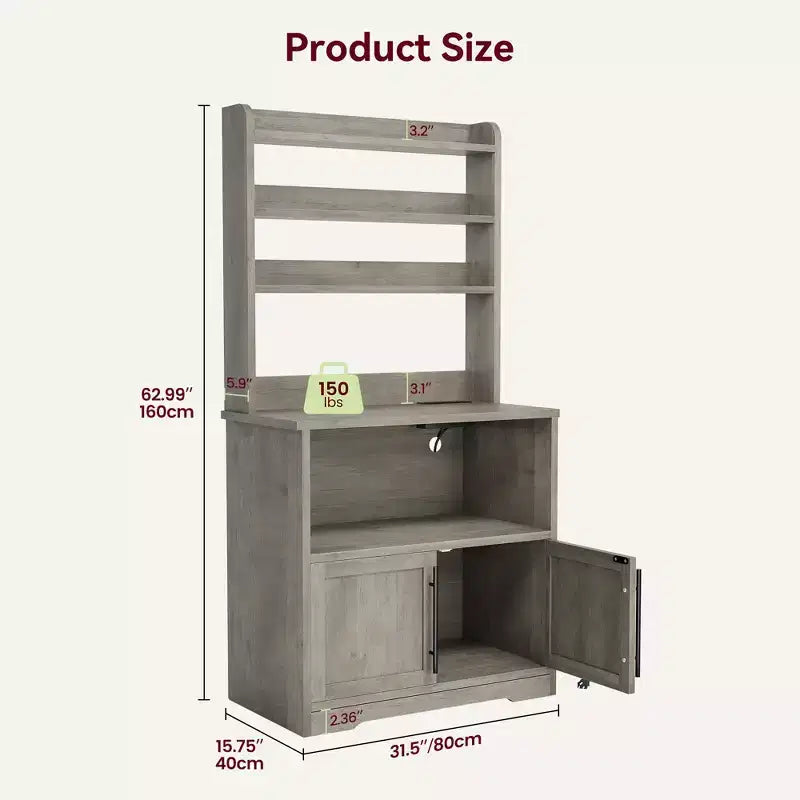 Meuble de cuisine avec support pour four à micro-ondes, étagère de rangement haute et polyvalente avec plateau épais pour salle à manger