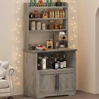 Meuble de cuisine avec support pour four à micro-ondes, étagère de rangement haute et polyvalente avec plateau épais pour salle à manger