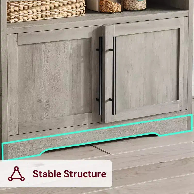 Meuble de cuisine avec support pour four à micro-ondes, étagère de rangement haute et polyvalente avec plateau épais pour salle à manger