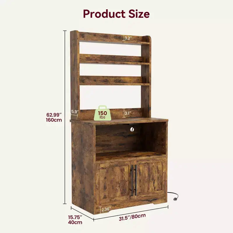Meuble de cuisine avec support pour four à micro-ondes, étagère de rangement haute et polyvalente avec plateau épais pour salle à manger