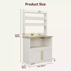 Meuble de cuisine avec support pour four à micro-ondes, étagère de rangement haute et polyvalente avec plateau épais pour salle à manger