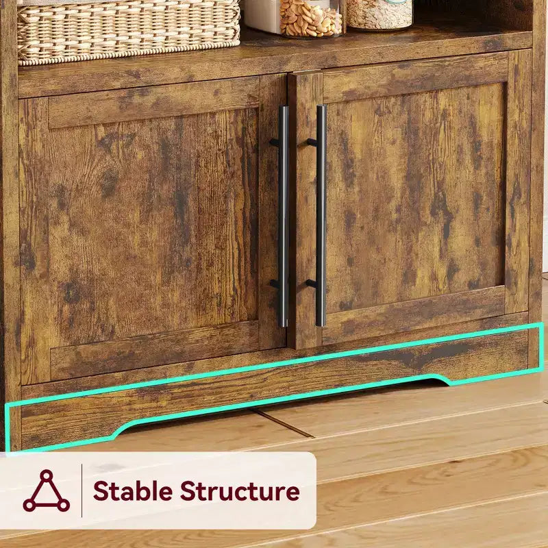 Meuble de cuisine avec support pour four à micro-ondes, étagère de rangement haute et polyvalente avec plateau épais pour salle à manger