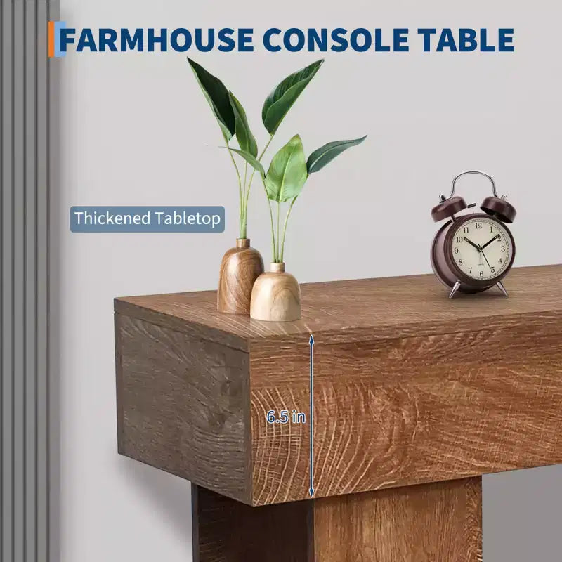 Console de ferme 63" pour entrée, table de canapé en bois pour salon, finition naturelle rustique